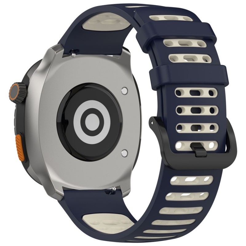 Ανταλλακτικό λουράκι Silicone Dual Color Watchband with Colourful Buckle για Samsung Galaxy Watch5 (40mm & 42mm)/Watch4 (40mm & 44mm)/ Watch4 Classic (42mm & 46mm)/ Watch3(41mm)/Active 2(40/44mm)/ (20mm)  Blue/Beige