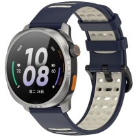 Ανταλλακτικό λουράκι Silicone Dual Color Watchband with Colourful Buckle για Samsung Galaxy Watch5 (40mm & 42mm)/Watch4 (40mm & 44mm)/ Watch4 Classic (42mm & 46mm)/ Watch3(41mm)/Active 2(40/44mm)/ (20mm)  Blue/Beige