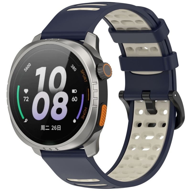 Ανταλλακτικό λουράκι Silicone Dual Color Watchband with Colourful Buckle για Samsung Galaxy Watch5 (40mm & 42mm)/Watch4 (40mm & 44mm)/ Watch4 Classic (42mm & 46mm)/ Watch3(41mm)/Active 2(40/44mm)/ (20mm)  Blue/Beige