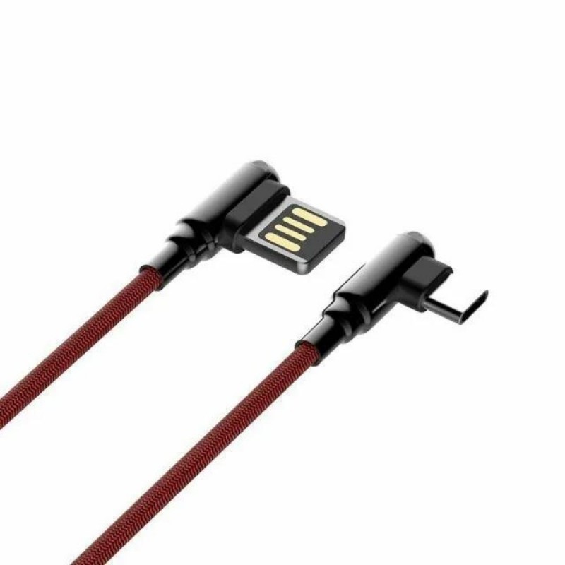 Καλώδιo Data Ldnio LC421 Angle (90°) Braided USB 2.0 Cable USB-C to USB-A 1m Red