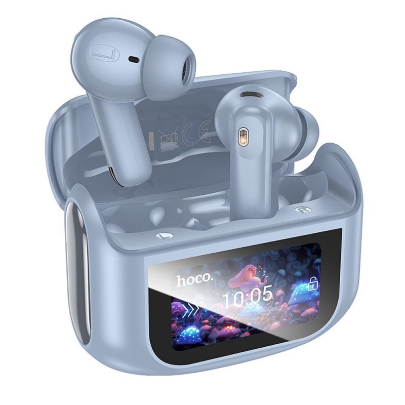 Ακουστικά Bluetooth Hoco EQ21 Θηκη Με Οθονη Αφης Blue