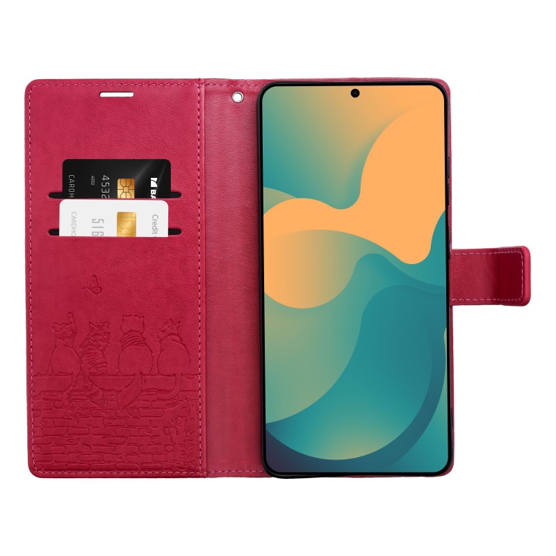 Θήκη Mezzo Flip Book Case Samsung Galaxy A26 5G SM-A266E / A17 4G SM-A176F / A17 5G SM-A176B Cats Red