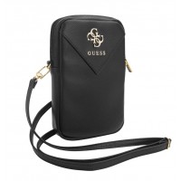 Τσάντα Guess PU Grained 4G Metal Logo Wallet Phone Bag Zipper Black
