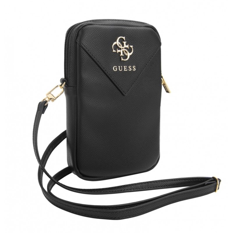 Τσάντα Guess PU Grained 4G Metal Logo Wallet Phone Bag Zipper Black