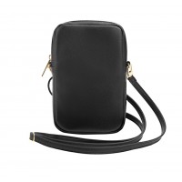 Τσάντα Guess PU Grained 4G Metal Logo Wallet Phone Bag Zipper Black