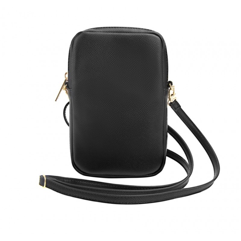 Τσάντα Guess PU Grained 4G Metal Logo Wallet Phone Bag Zipper Black