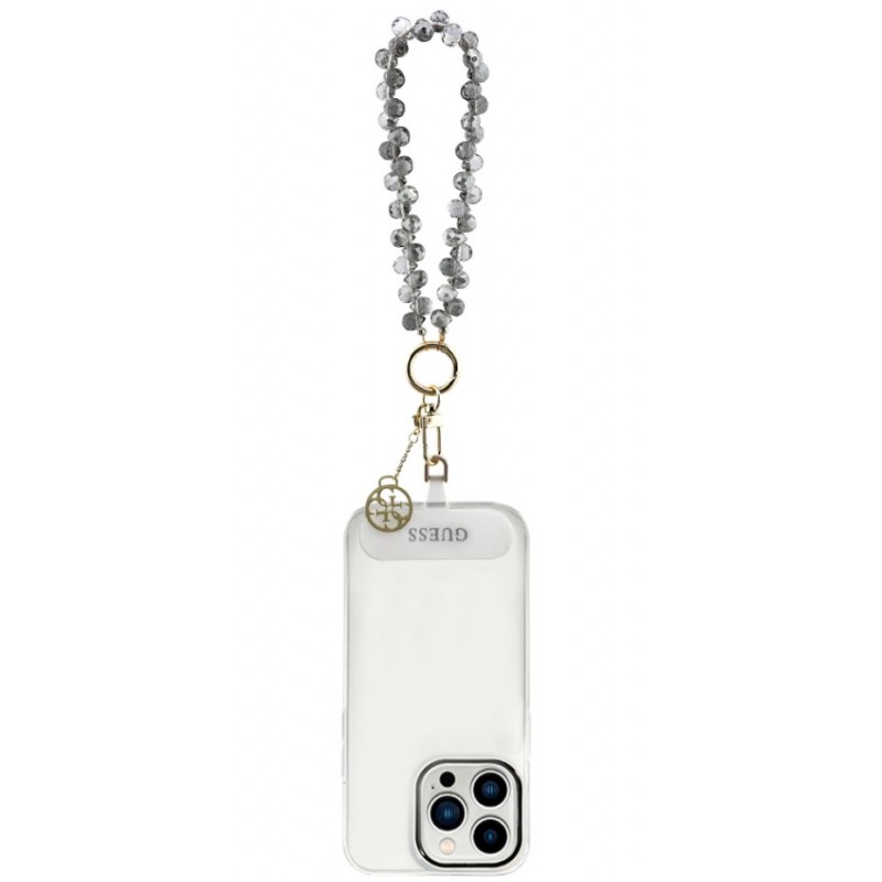  Λουράκι Λαιμού στήριξης Θήκης Guess Universal Wrist Strap Crystals 4G Charm Black