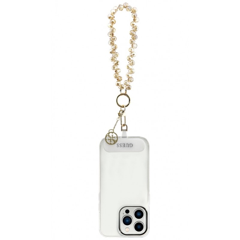  Λουράκι Λαιμού στήριξης Θήκης Guess Universal Wrist Strap Crystals 4G Charm Gold