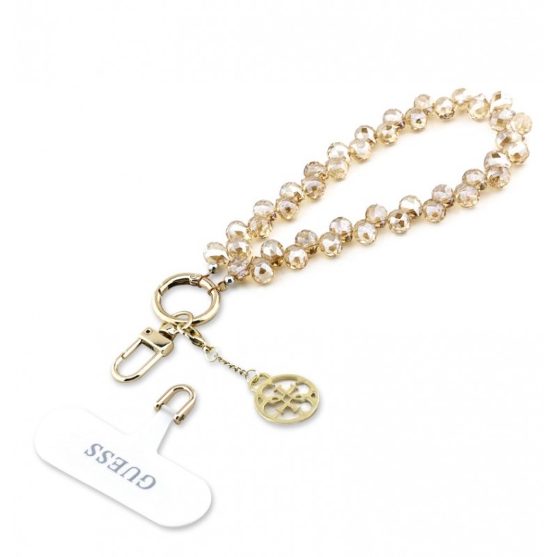  Λουράκι Λαιμού στήριξης Θήκης Guess Universal Wrist Strap Crystals 4G Charm Gold