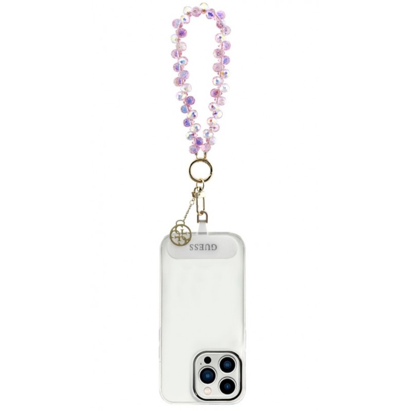  Λουράκι Λαιμού στήριξης Θήκης Guess Universal Wrist Strap Crystals 4G Charm Pink