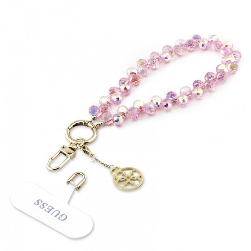  Λουράκι Λαιμού στήριξης Θήκης Guess Universal Wrist Strap Crystals 4G Charm Pink