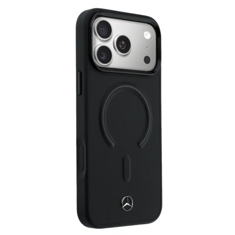 Θήκη Mercedes PU Leather 3D MagSafe Cover Apple iPhone 17 Pro (6.3") Black
