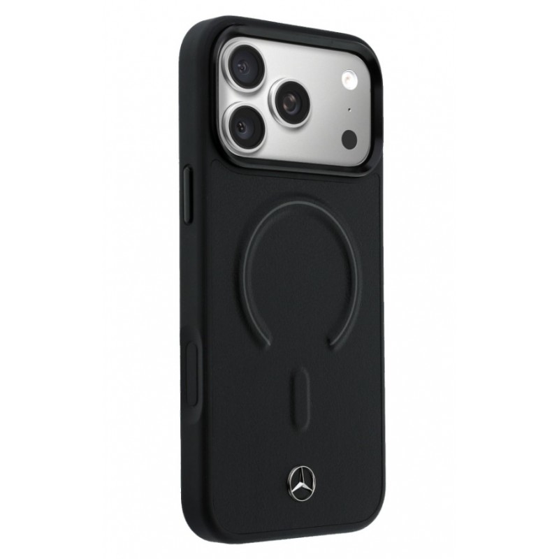 Θήκη Mercedes PU Leather 3D MagSafe Cover Apple iPhone 17 Pro Max (6.9") Black