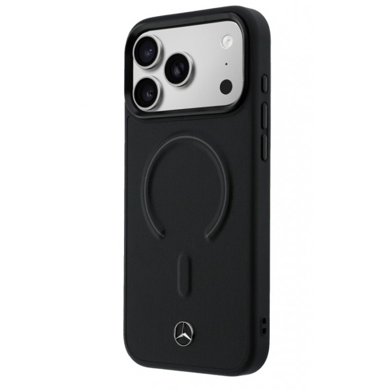 Θήκη Mercedes PU Leather 3D MagSafe Cover Apple iPhone 17 Pro Max (6.9") Black