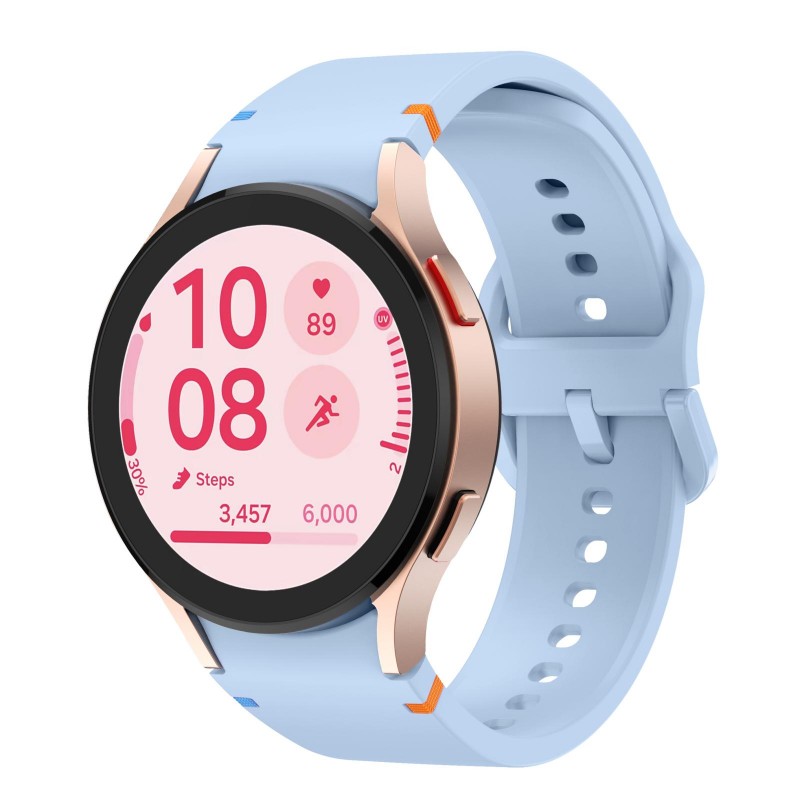 Ανταλλακτικό λουράκι Flat Silicone Design Watchband για Samsung Galaxy Watch5 (40mm & 42mm)/Watch4 (40mm & 44mm)/ Watch4 Classic (42mm & 46mm)/ Watch3(41mm)/Active 2(40/44mm)/ (20mm)  Light Blue