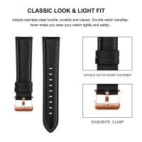 Ανταλλακτικό λουράκι Leather Strap with Rose Gold Buckle για Huawei Watch GT4 (41mm)  / Huawei Watch GT5 (41mm)  / GT5 Pro (42mm) / GT6 (42mm) (18mm) White