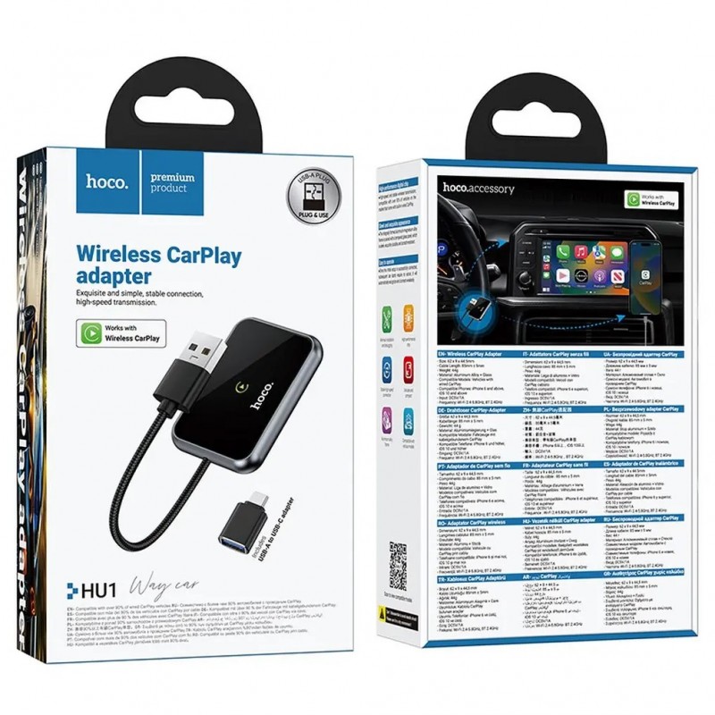 Ασύρματο Hoco HU1 Wireless Adapter Carplay USB-A / USB-C Black