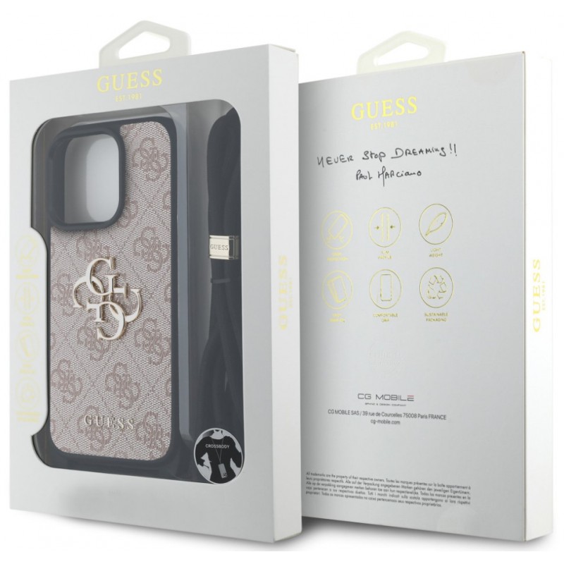 Θήκη Guess PU 4G Metal Logo Crossbody Strap Case Apple iPhone 15 Pro (6.1") Pink