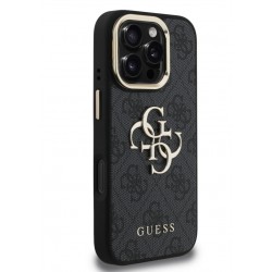 Θήκη Guess PU Grained 4G Logo Stand Camera Frame Case Apple iPhone 16 Pro (6.3") Black