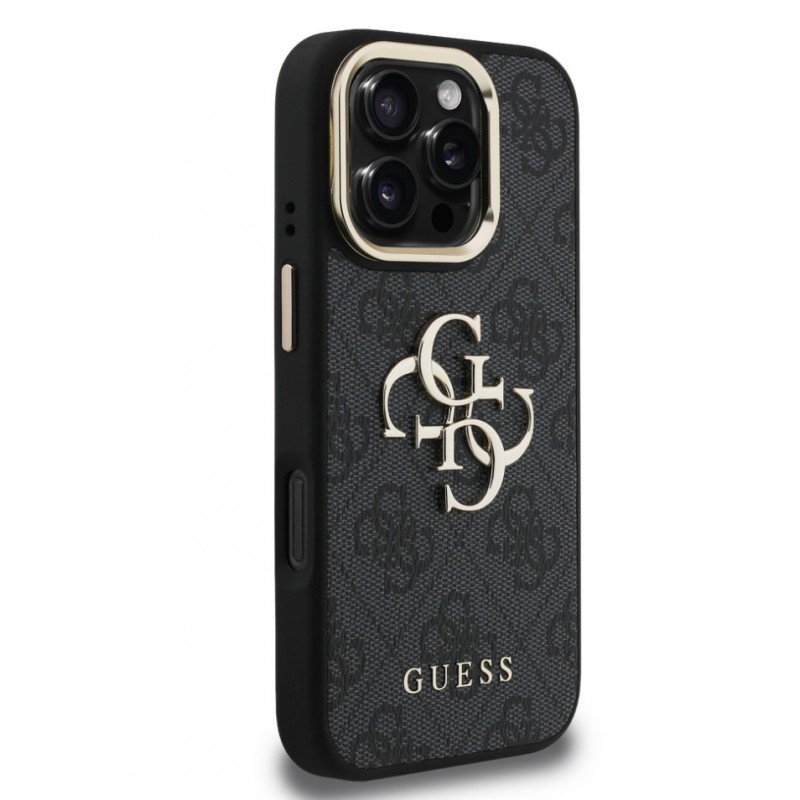 Θήκη Guess PU Grained 4G Logo Stand Camera Frame Case Apple iPhone 16 Pro (6.3") Black