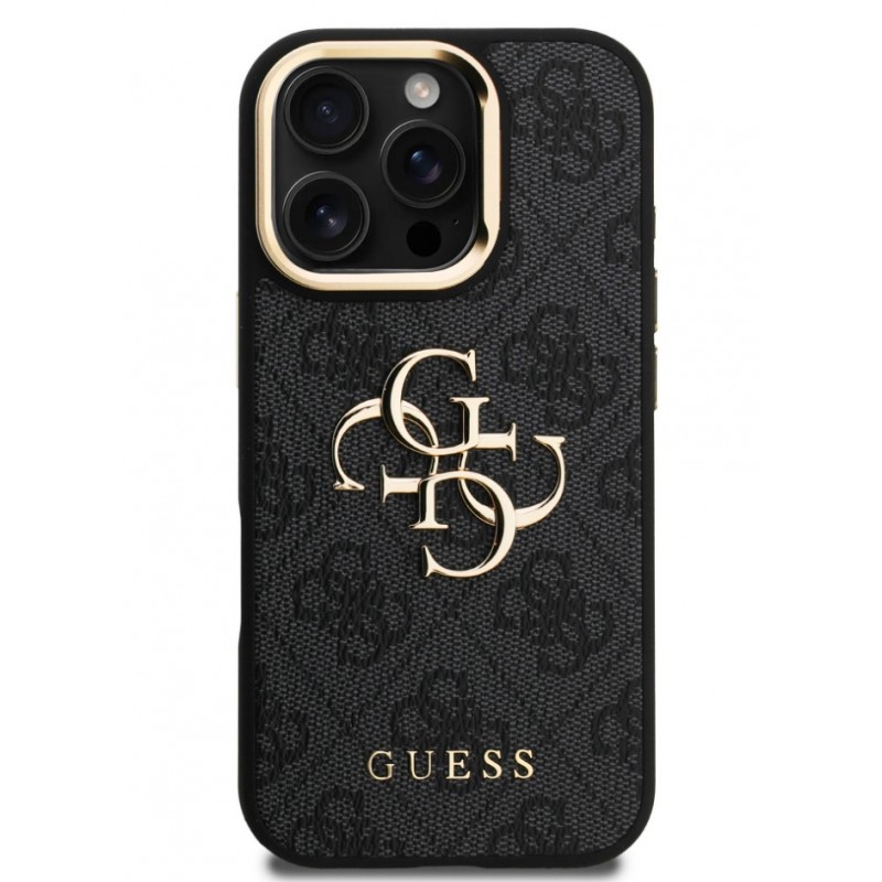 Θήκη Guess PU Grained 4G Logo Stand Camera Frame Case Apple iPhone 16 Pro (6.3") Black