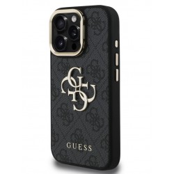 Θήκη Guess PU Grained 4G Logo Stand Camera Frame Case Apple iPhone 16 Pro (6.3") Black