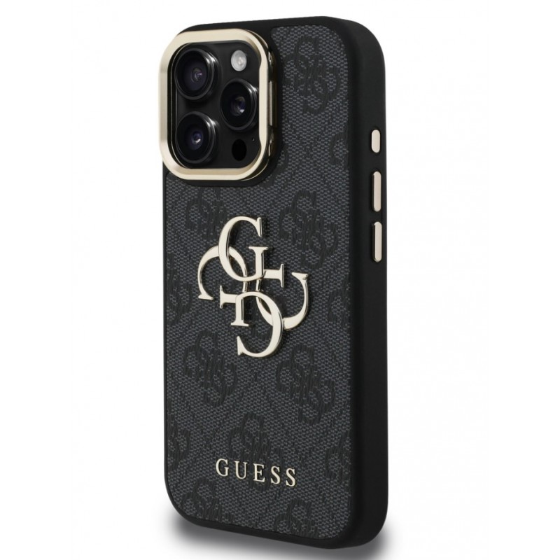 Θήκη Guess PU Grained 4G Logo Stand Camera Frame Case Apple iPhone 16 Pro (6.3") Black