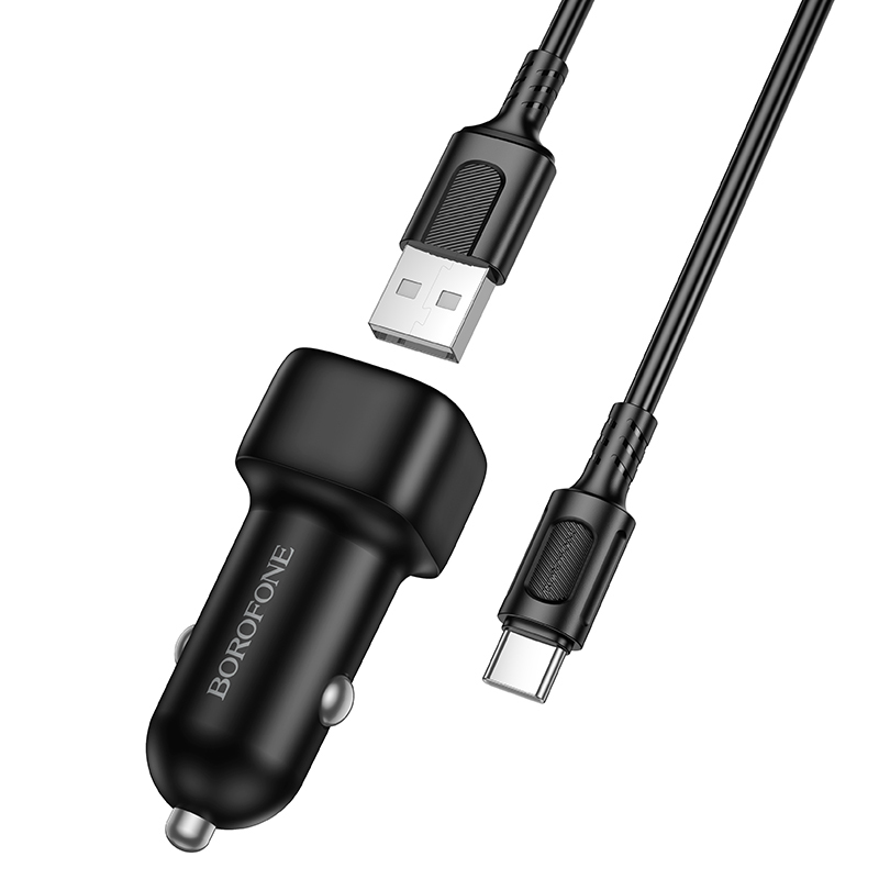 Φορτιστής Αυτοκινήτου Borofone Car Charger BZ34 Cloud 1xUSB-A Port 18W with USB-A to USB-C Cable Black