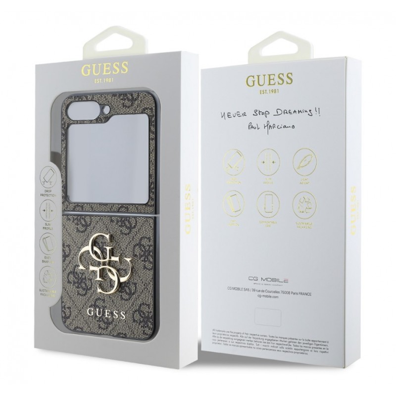 Θήκη Guess PU 4G Metal Logo Case Samsung Galaxy Z Flip6 SM-F741 / Flip7 FE 5G SM-761B Brown