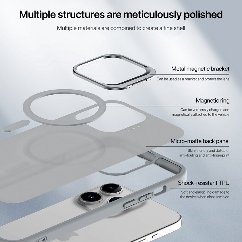 Θήκη Skin Feel Magsafe Cover with Metal Lens Kickstand Apple iPhone 14 Pro Max (6.7") Green