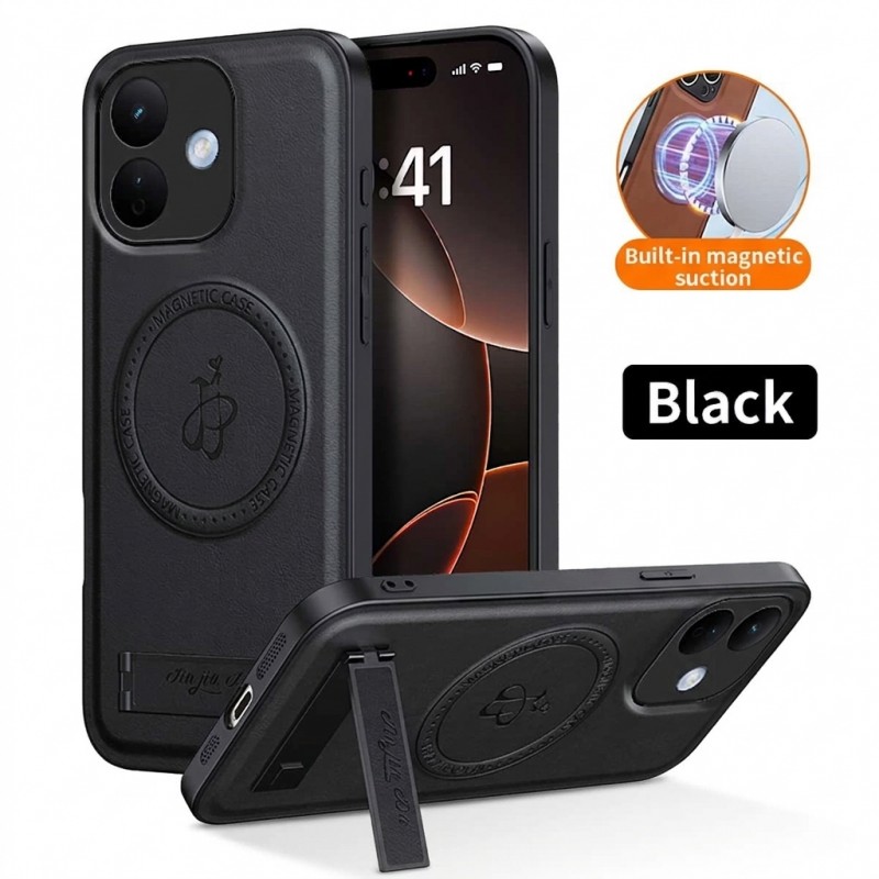 Θήκη Luxury Hybrid Leather Magnetic Stand Cover Xiaomi Redmi Note 17 Pro Max Black