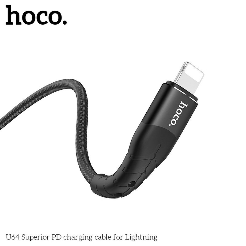 Καλώδιο Data Hoco Superior Power Delivery PD Lightning 8-pin U64 1.2m Black