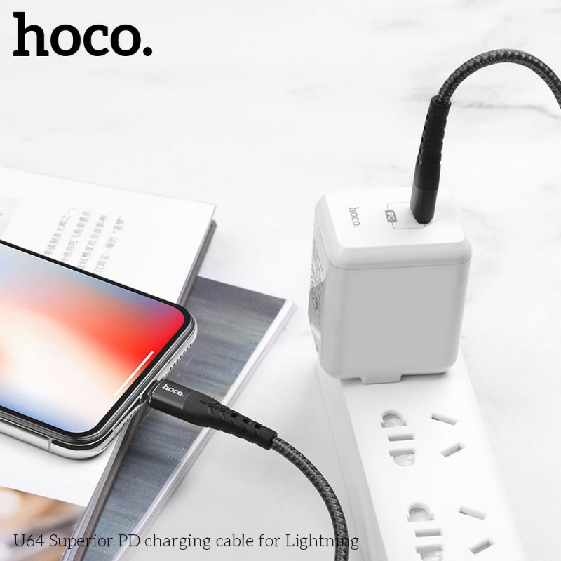 Καλώδιο Data Hoco Superior Power Delivery PD Lightning 8-pin U64 1.2m Black