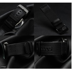 Ανταλλακτικό λουράκι QuickFit Nylon & Leather Garmin Fenix 5/5 Plus/6/6 Pro/7/Forerunner 945/935 Black (22mm)