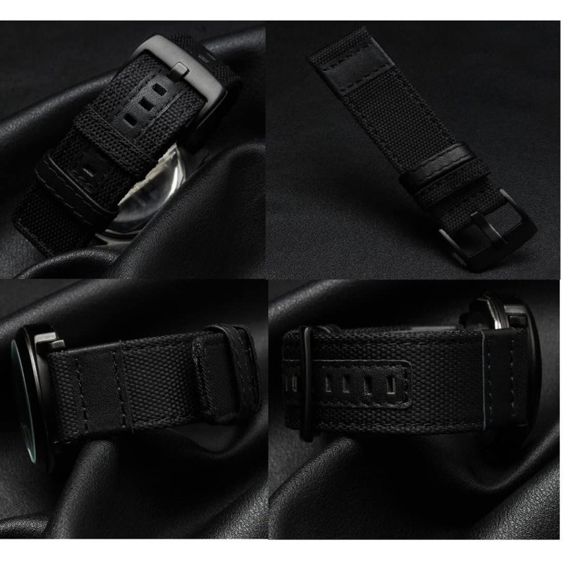 Ανταλλακτικό λουράκι QuickFit Nylon & Leather Garmin Fenix 5/5 Plus/6/6 Pro/7/Forerunner 945/935 Black (22mm)
