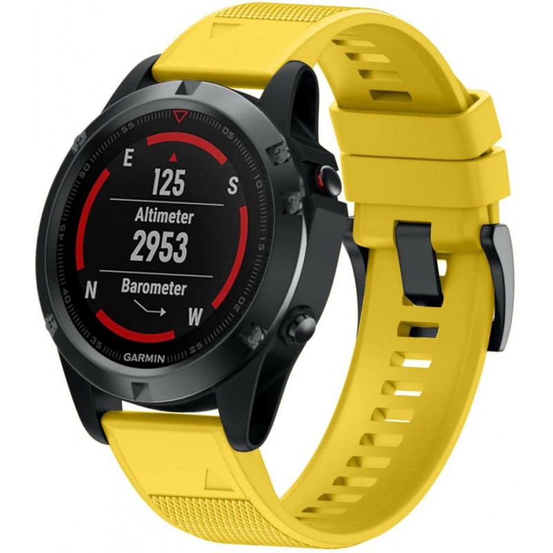 Ανταλλακτικό λουράκι QuickFit Garmin Fenix 3/5x/3HR/5X Plus/6x/6x Pro/7x Smooth Yellow (26mm)