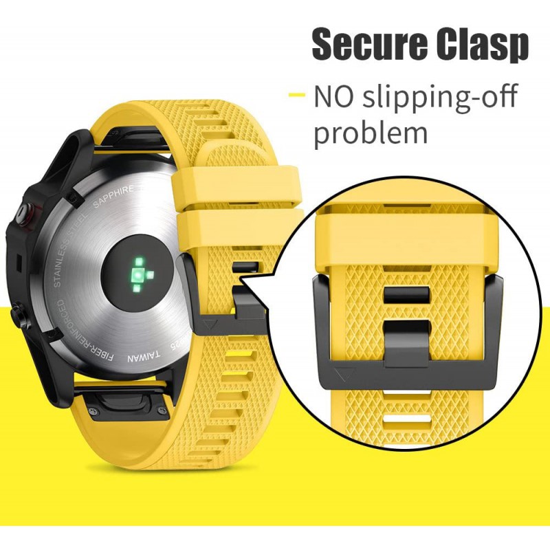 Ανταλλακτικό λουράκι QuickFit Garmin Fenix 3/5x/3HR/5X Plus/6x/6x Pro/7x Smooth Yellow (26mm)