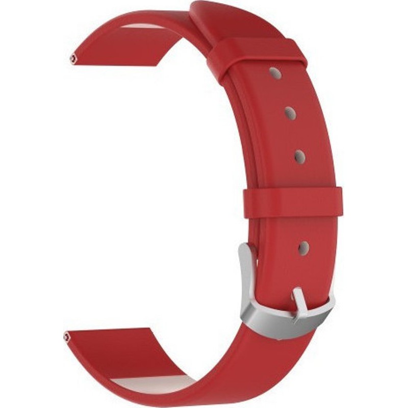 Ανταλλακτικό λουράκι Genuine Leather Red για Samsung Galaxy Watch5 (40mm & 42mm)/Watch4 (40mm & 44mm)/ Watch4 Classic (42mm & 46mm)/ Watch3(41mm)/Active 2(40/44mm)/Amazfit GTS 3 (43mm)/GTR(42mm) (20mm)