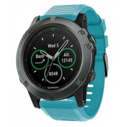 Ανταλλακτικό λουράκι QuickFit Garmin Fenix 3/5x/3HR/5X Plus/6x/6x Pro/7x Silicone Stripes Light Blue (26mm)
