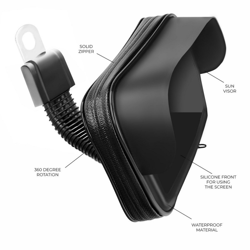 Βάση Στήριξης Μηχανής/Scooter Waterproof with zip & hood Universal Holder (6,3") Black