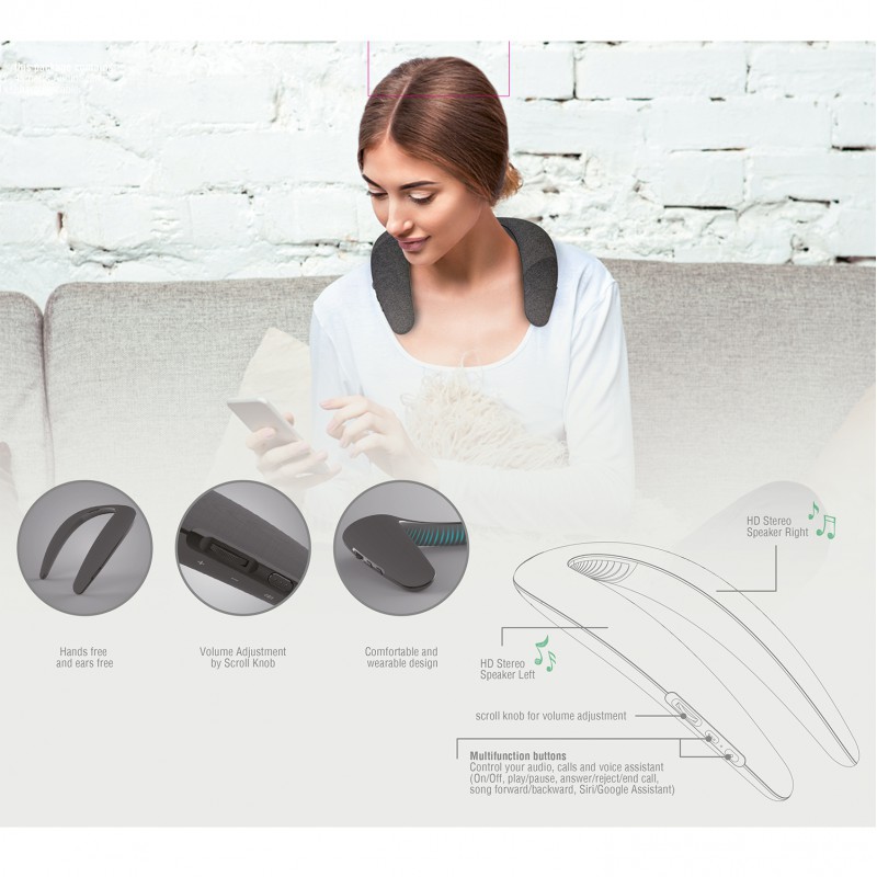 Φορητό Ηχείο Bluetooth 4smarts Wearable Wireless Speaker AudioScarf Grey (4S478583)