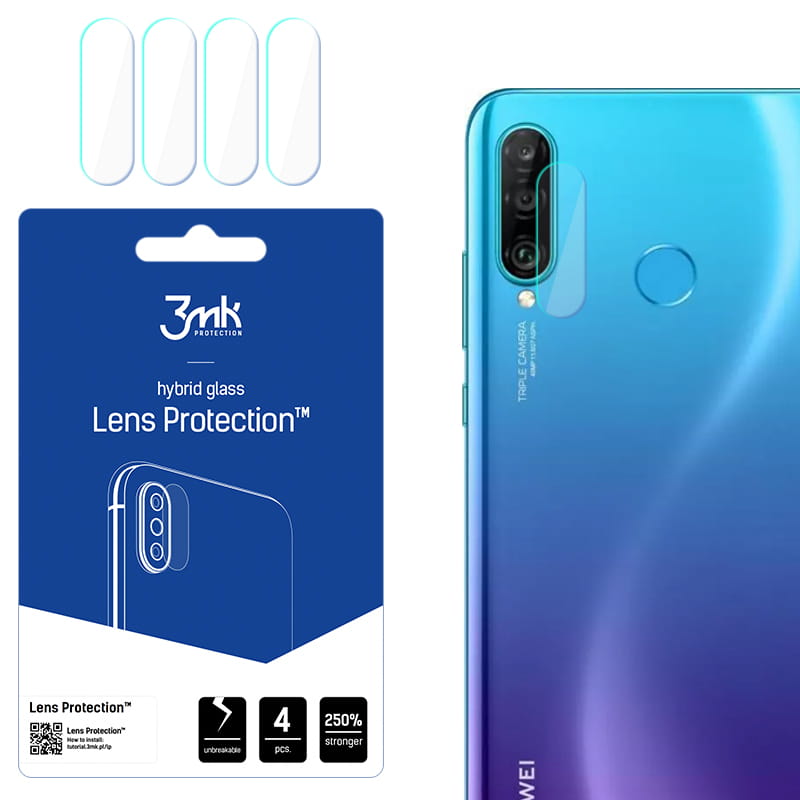 Γυαλί Προστασίας 3MK Camera Lens Huawei P30 Lite Full Cover Tempered Glass 9H AntiCrash / AntiShock (4τμχ)