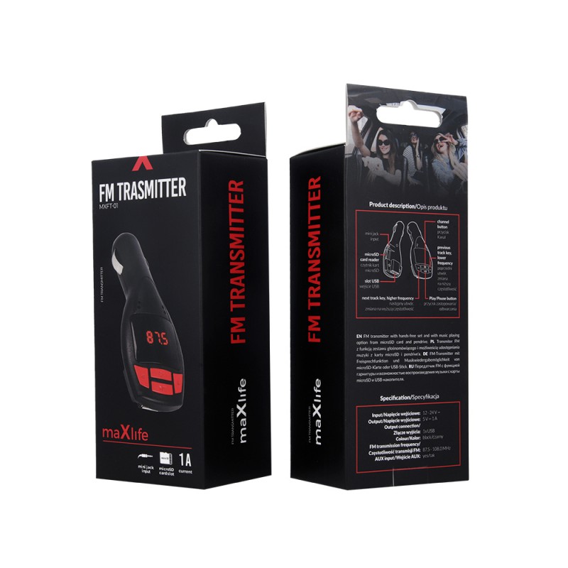 Bluetooth Αυτοκινήτου Maxlife MXFT-01 FM Transmitter 