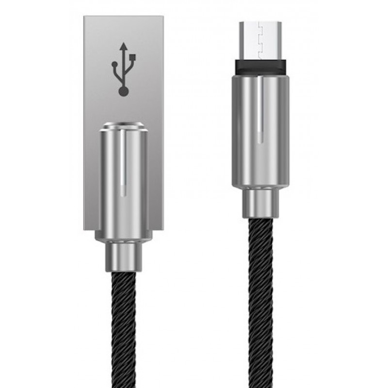 Καλώδιο Data Devia Zinc Alloy Storm USB to microUSB 1m Black