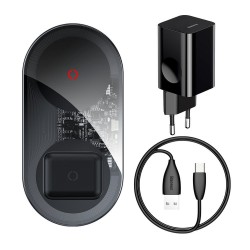 Βάση Φόρτισης Baseus (TZWXJK-B01) 2in1 Wireless TURBO Κινητού/Airpods Black (iOS) (Android)