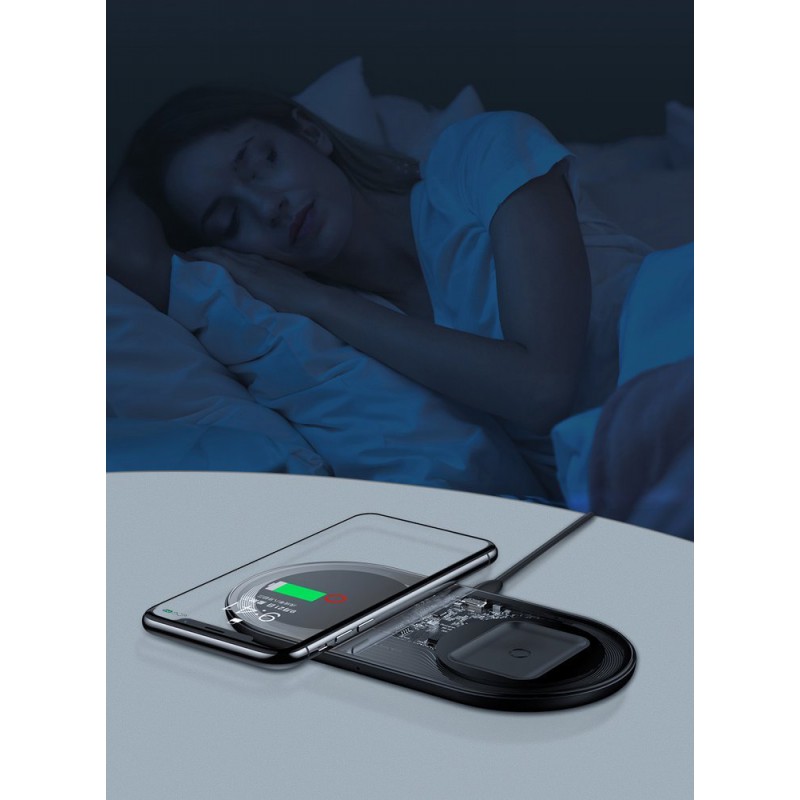 Βάση Φόρτισης Baseus (TZWXJK-B01) 2in1 Wireless TURBO Κινητού/Airpods Black (iOS) (Android)