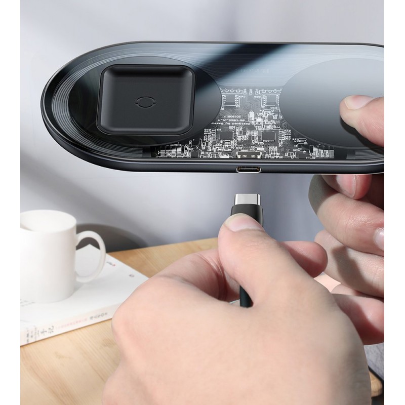 Βάση Φόρτισης Baseus (TZWXJK-B01) 2in1 Wireless TURBO Κινητού/Airpods Black (iOS) (Android)