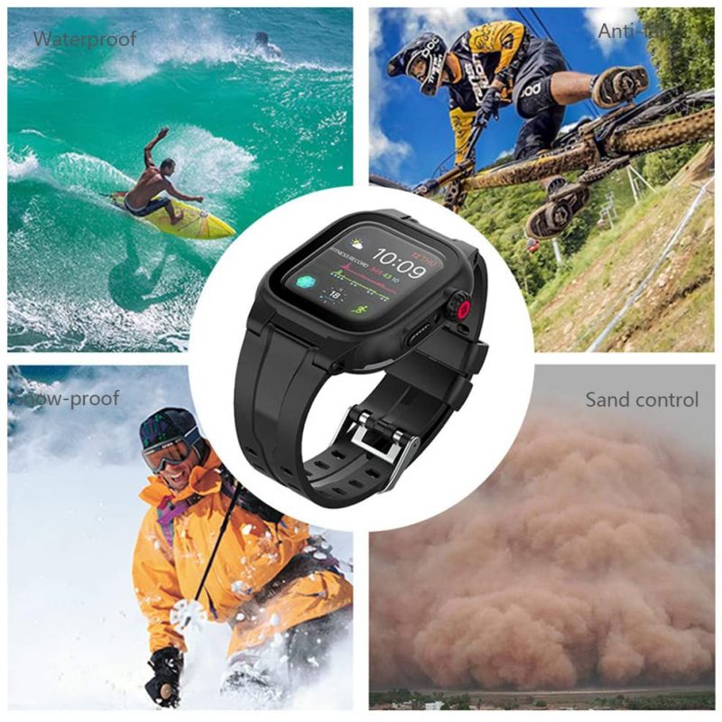 Ανταλλακτικό Λουράκι & Αδιάβροχη θήκη Shellbox by Redpepper Apple Watch 4/5/6/SE (44mm) Black