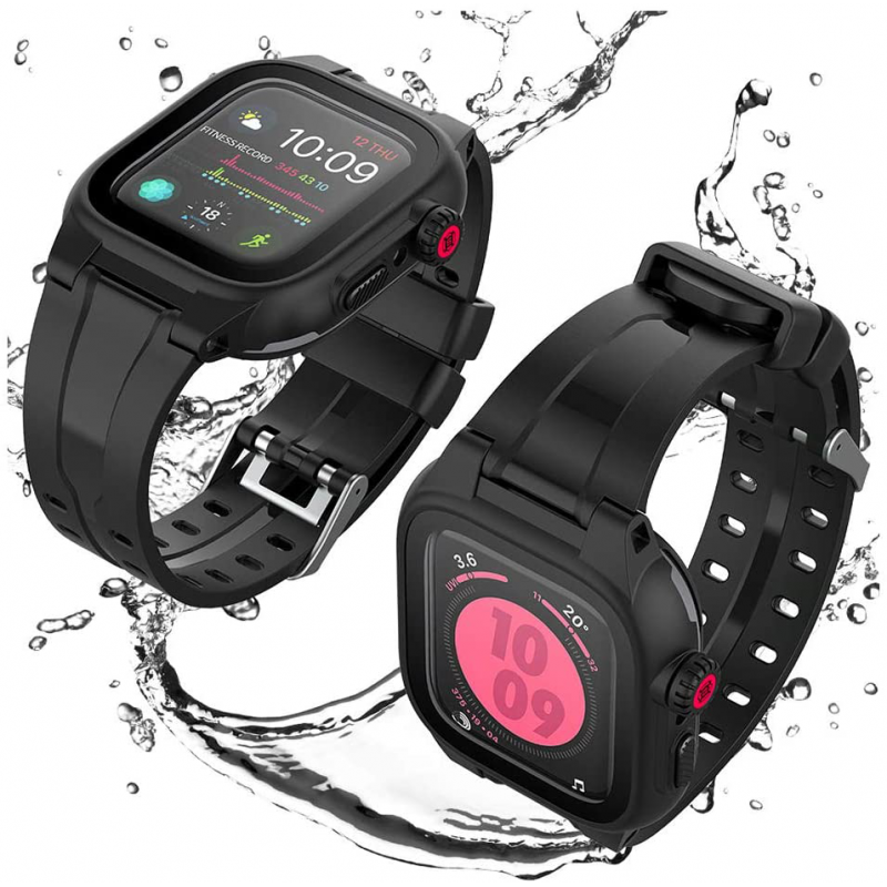 Ανταλλακτικό Λουράκι & Αδιάβροχη θήκη Shellbox by Redpepper Apple Watch 4/5/6/SE (44mm) Black