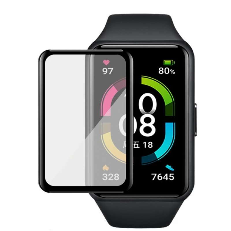 Γυαλί Προστασίας Honor Band 6 Curved Full Screen Cover Tempered Glass 9H Anticrash/Antishock Black (3τμχ)